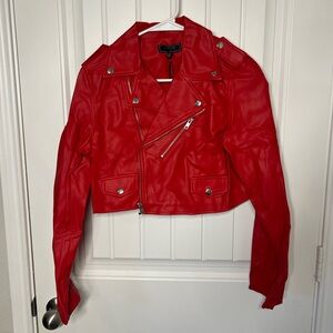 Cropped Faux Leather Moto Jacket